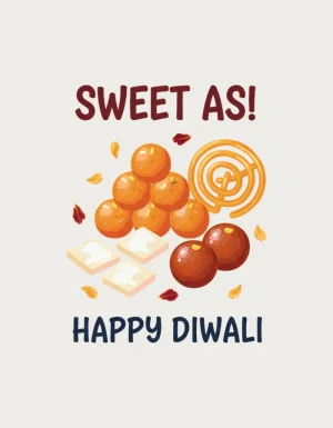 Happy Diwali mug - Sweet As mithai design with ladoos and jalebi artwork