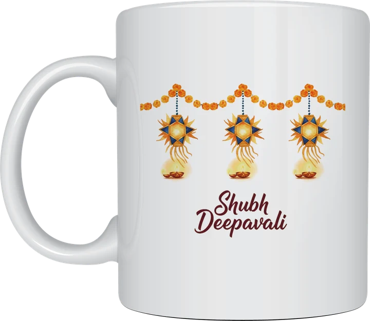 Diwali presents - Shubh Deepavali hanging lanterns and marigolds mug