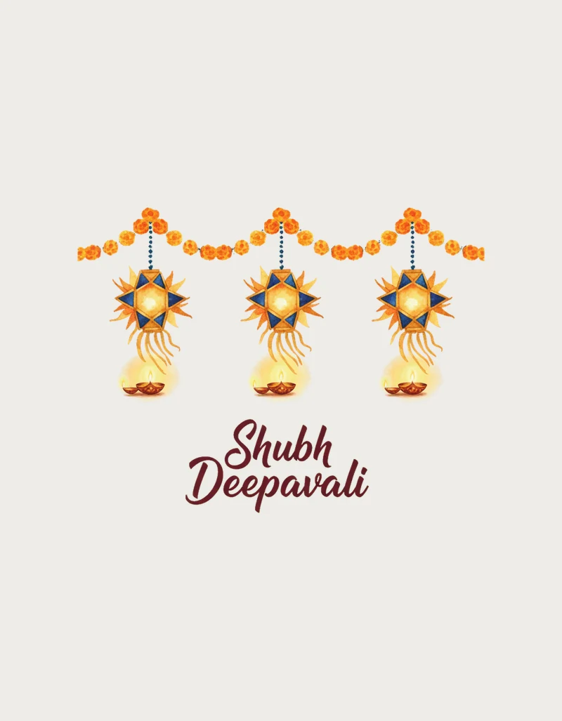 Diwali presents - Shubh Deepavali hanging lanterns and marigolds mug artwork