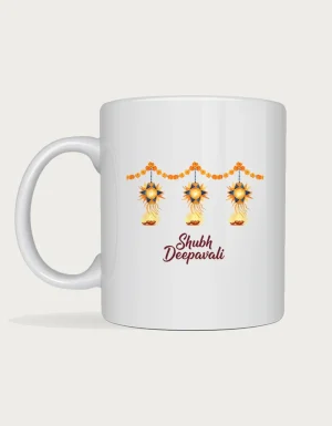 Diwali presents - Shubh Deepavali hanging lanterns and marigolds mug
