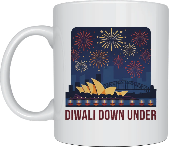 Diwali gifts Australia - Diwali Down Under Sydney Harbour fireworks mug