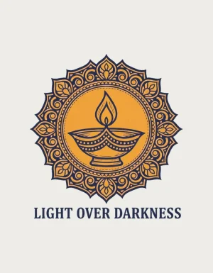 Diwali gift - Light Over Darkness woodblock print diya mug artwork