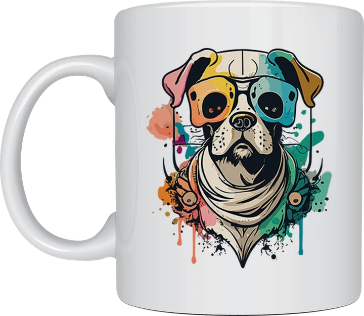 Colour splash glasses dog mug