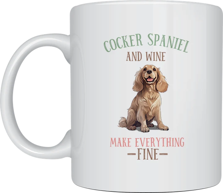 Cocker spaniel mug - Cocker Spaniel and Wine