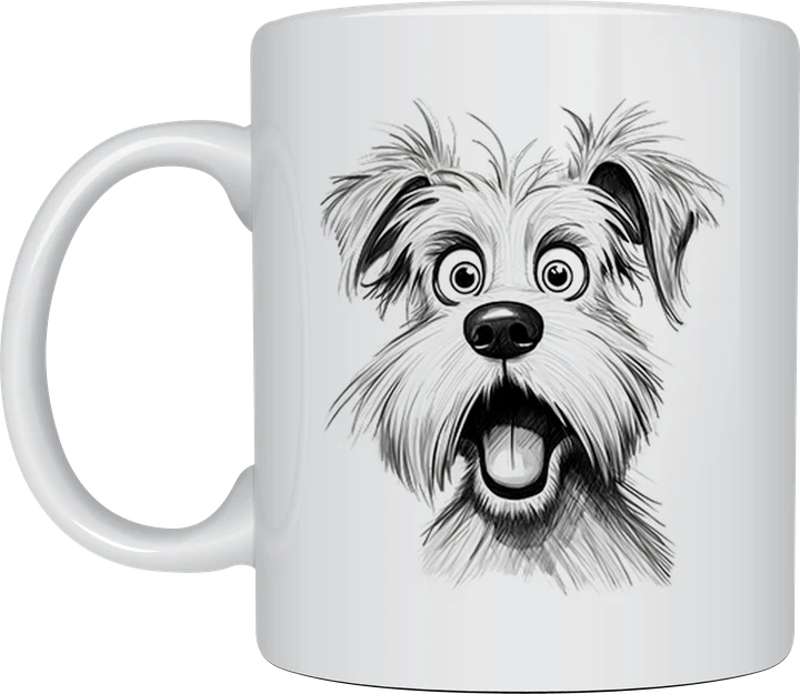 Surprised terrier sketch mug