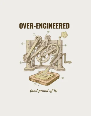 Vintage patent style toast buttering contraption artwork for the over engineered mug