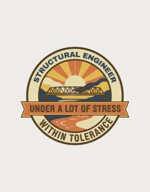 Retro badge artwork of a truss bridge for the structural engineer mug