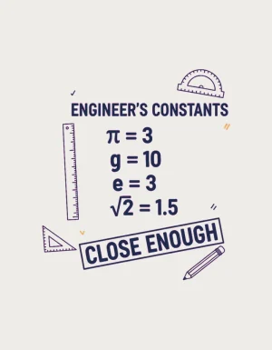 Engineer's constants close enough lettering with drafting doodles, artwork for the engineer's constants maths mug