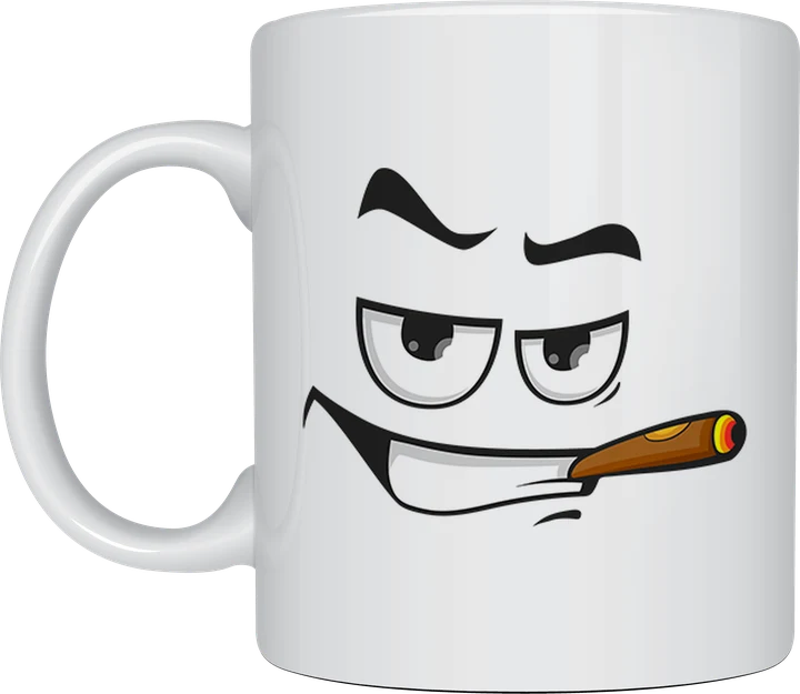 Funny face mug - Confident Face smug cigar expression