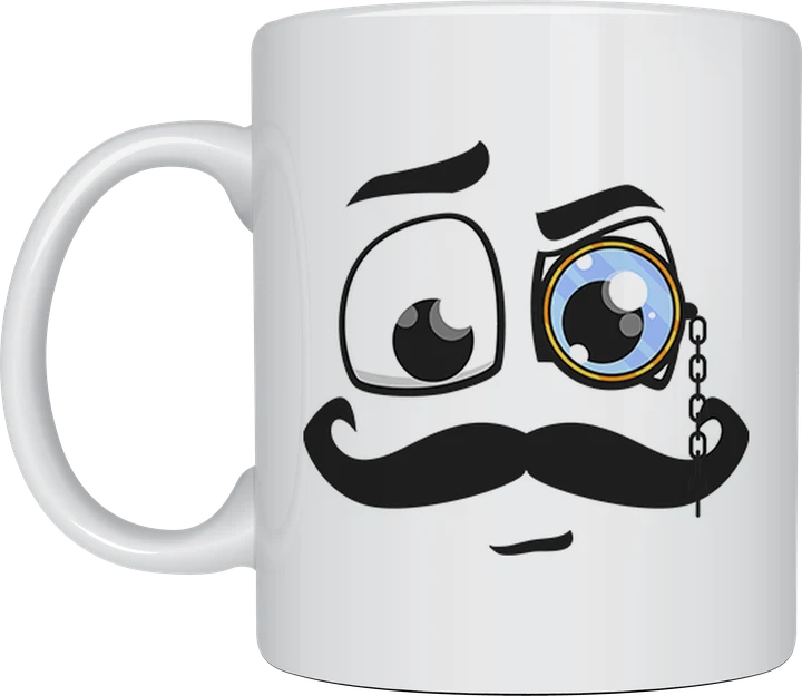 Novelty mug - Monocle Mustache distinguished face