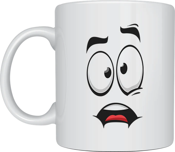 Funny face mug - Perplexed confused expression