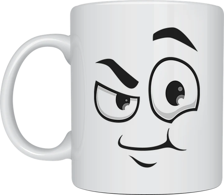 Funny face mug - Caffeine Craver winking expression