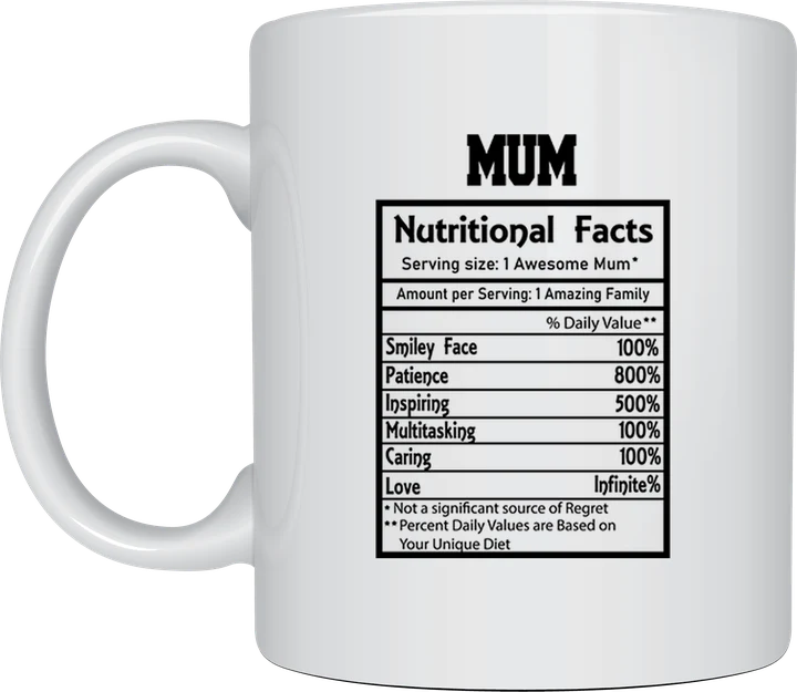 Mum Nutritional Facts mug