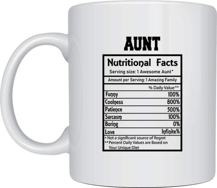 Family mug - Aunt nutritional facts label design