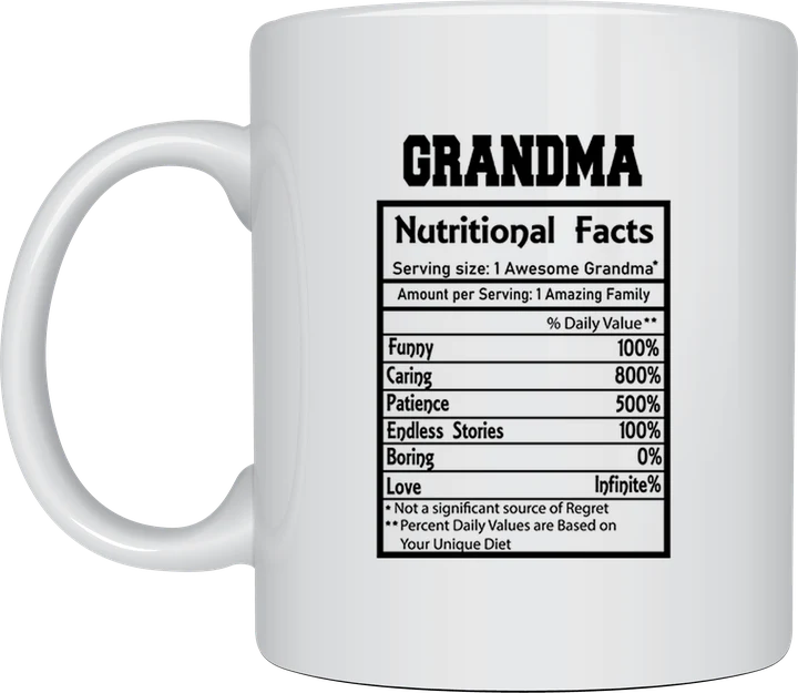 Family mug - Grandma nutritional facts label design