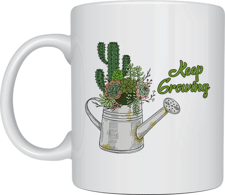Garden coffee mug - Keep Growing watering can illustration
