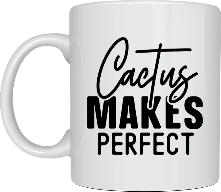 Cactus Makes Perfect lettering mug