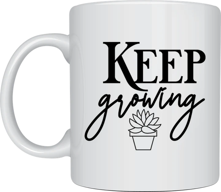 Plant lover mug - minimalist Keep Growing lettering
