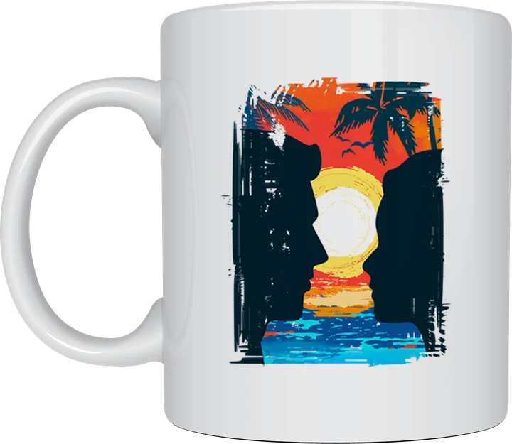 Holiday mug - Beach Sunset couple silhouette design