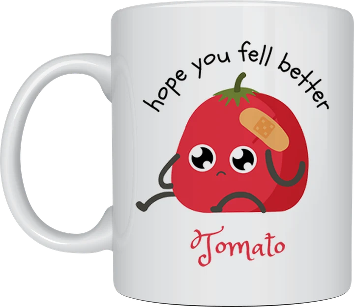 Get well soon gift mug - Sick Tomato design