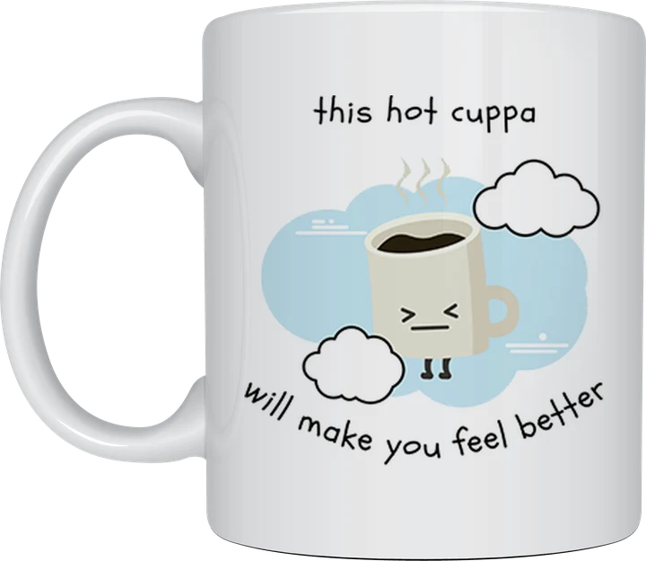 Get well soon gift mug - Hot Cuppa design