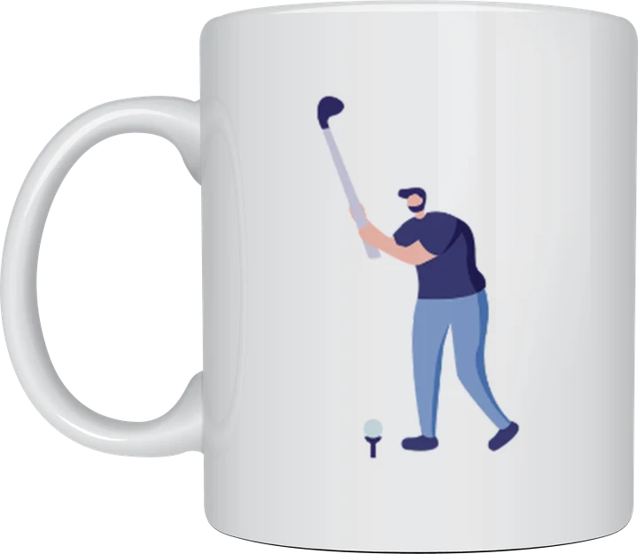 Golf mug - minimalist golfer swing illustration