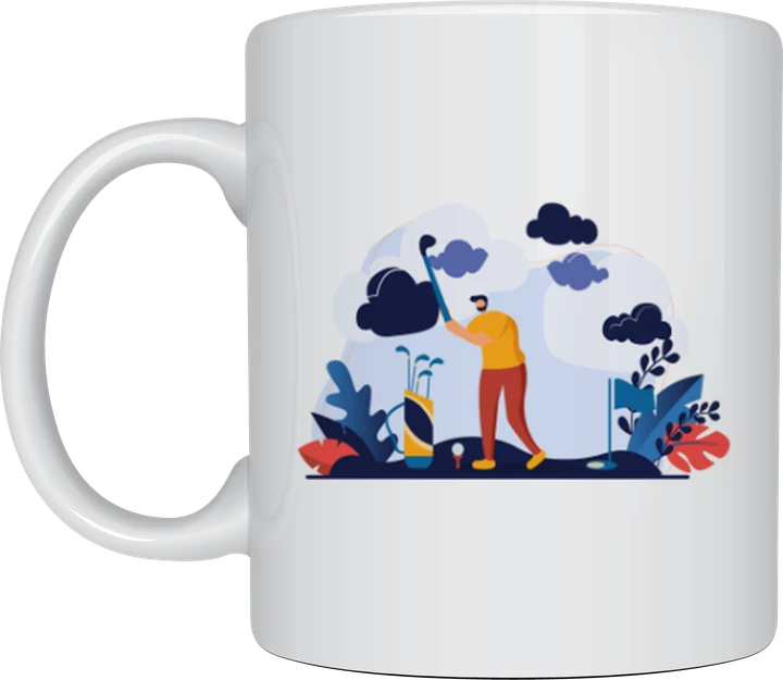 Golfer gift mug - colourful golf course scene