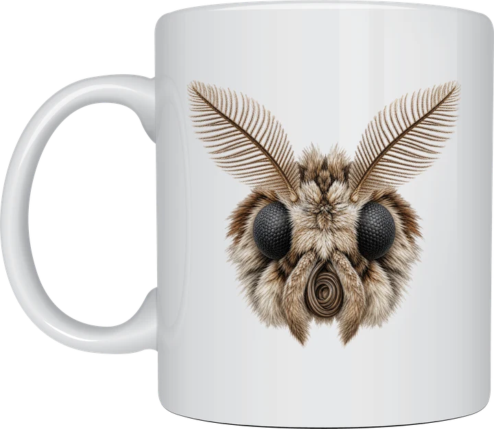 Bug art mug - close-up Moth Face design
