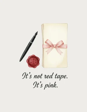 It's Not Red Tape watercolour brief tied with pink ribbon design - law graduation gift