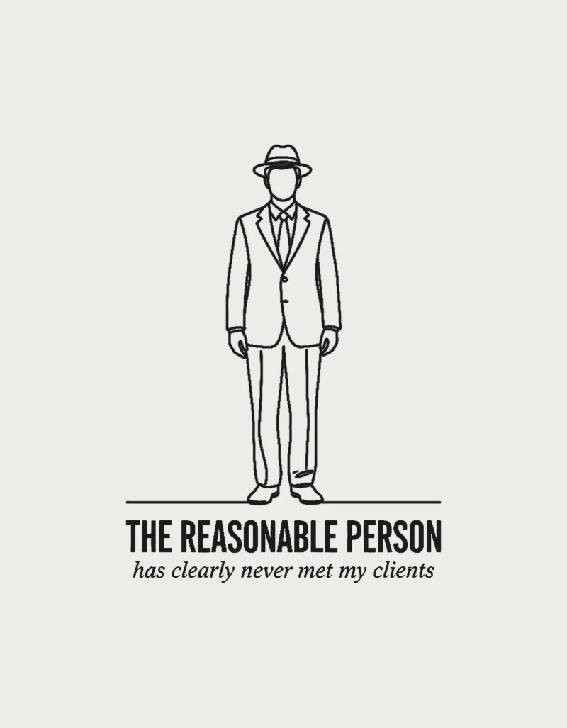 The Reasonable Person continuous line art design - lawyer gift idea