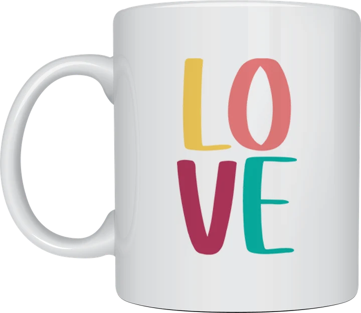 Love mug - colourful block letter design