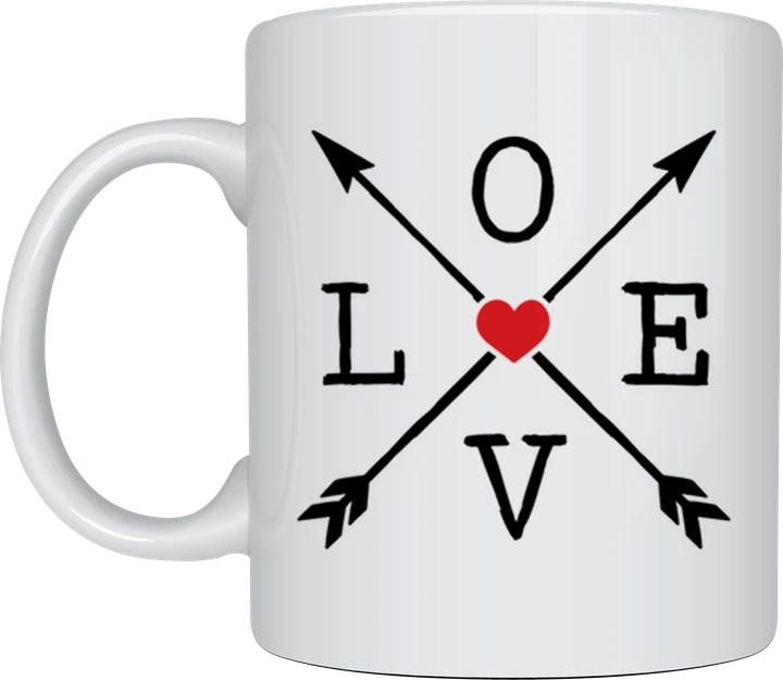 Love mug - crossed arrows LOVE design