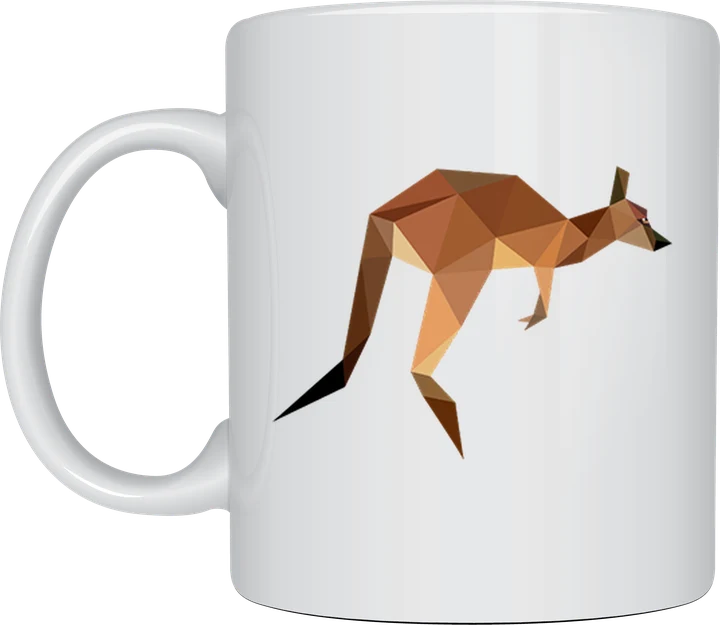 Kangaroo mug - low poly leaping kangaroo design