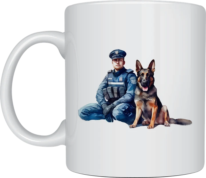 Police K9 gift mug - officer and German Shepherd