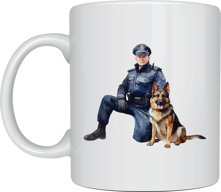 K9 handler kneeling mug