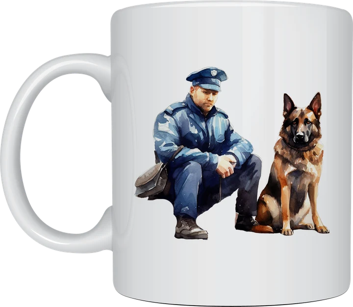 K9 officer watercolour mug