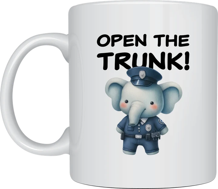 Police officer gift mug - Open the Trunk elephant