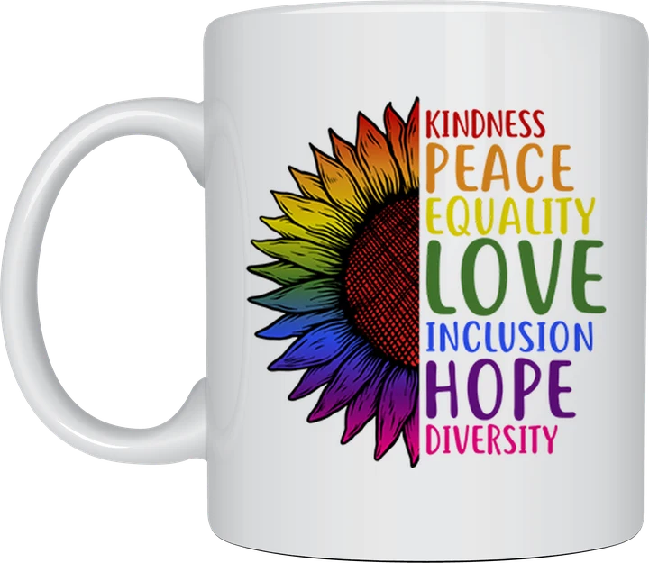 Rainbow mug - Pride Sunflower design