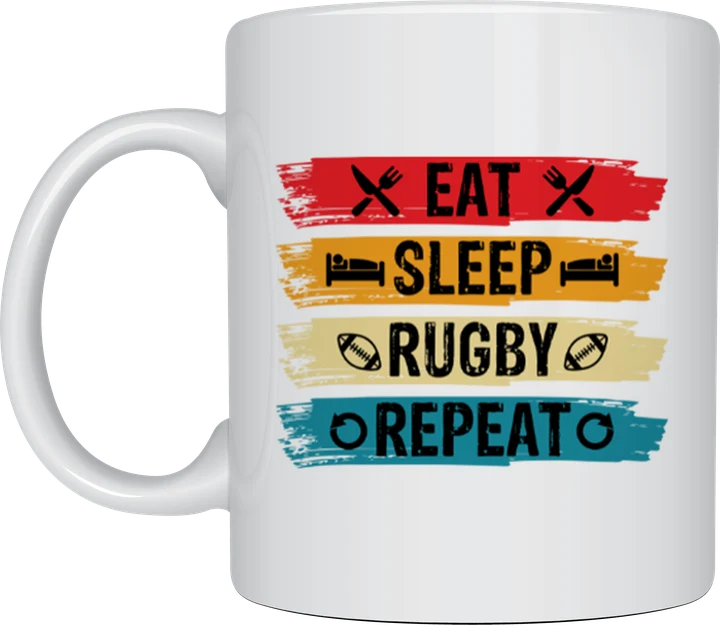 Rugby fan gift - Eat Sleep Rugby Repeat colourful bars
