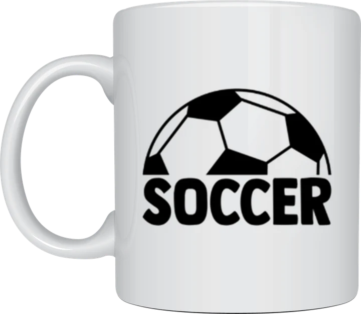 Football mug - classic soccer ball and Soccer text