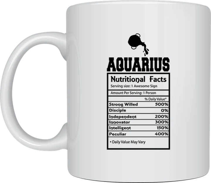 Zodiac mug - Aquarius Nutritional Facts label