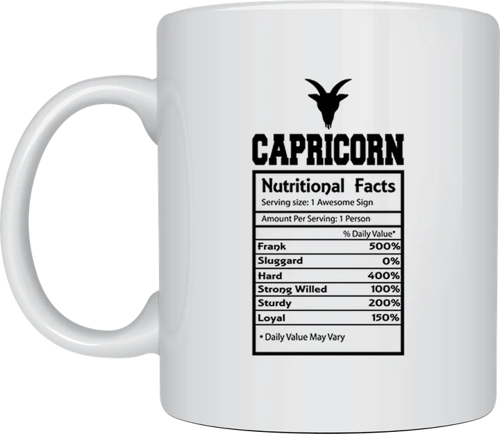Zodiac mug - Capricorn Nutritional Facts label