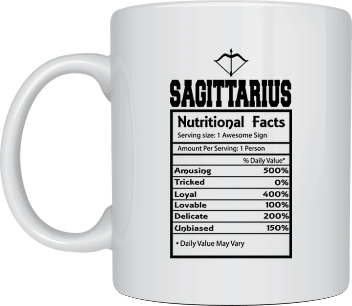 Zodiac mug - Sagittarius Nutritional Facts label