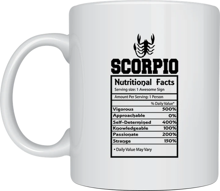 Zodiac mug - Scorpio Nutritional Facts label