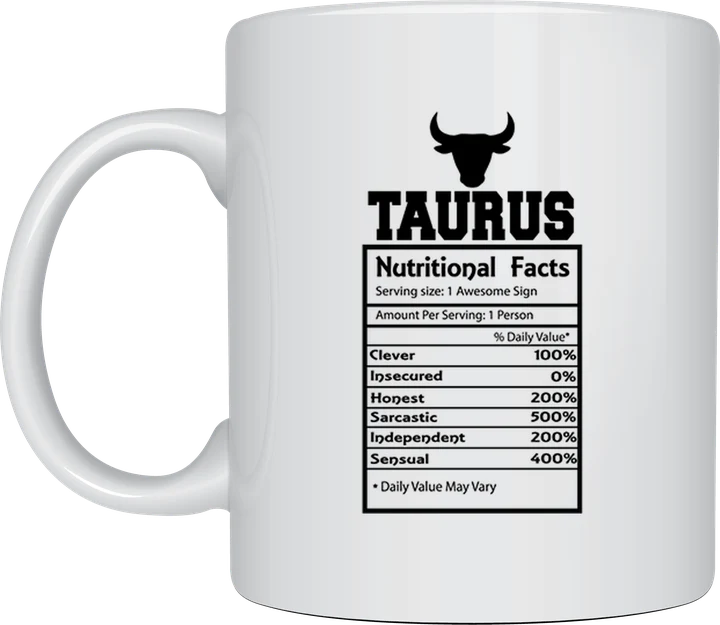 Zodiac mug - Taurus Nutritional Facts label