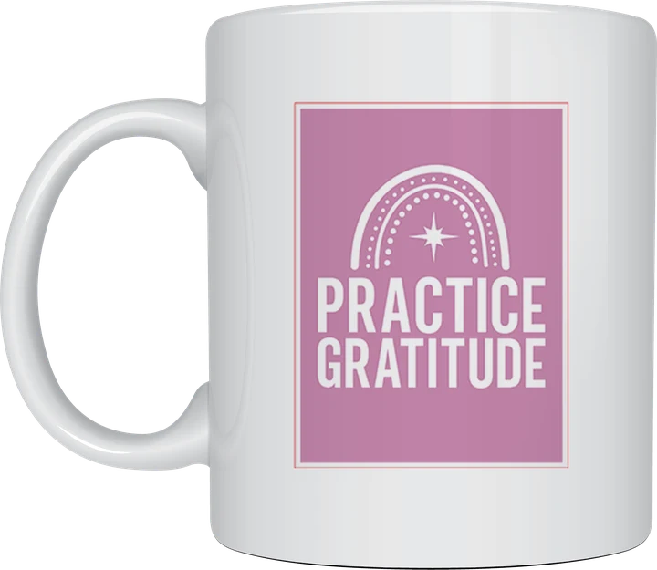 Spiritual mug - Practice Gratitude rainbow design