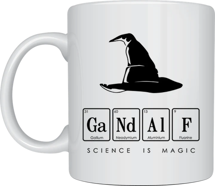 Teacher coffee mug - Gandalf science pun