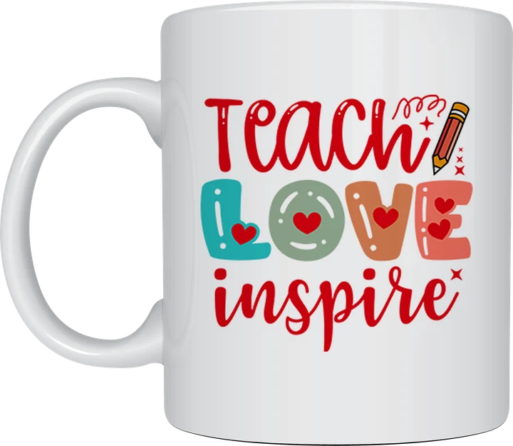 Teach Love Inspire colourful mug
