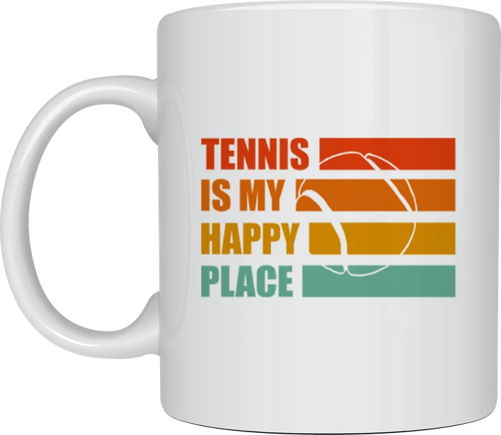 Tennis lover mug - Tennis Is My Happy Place retro design