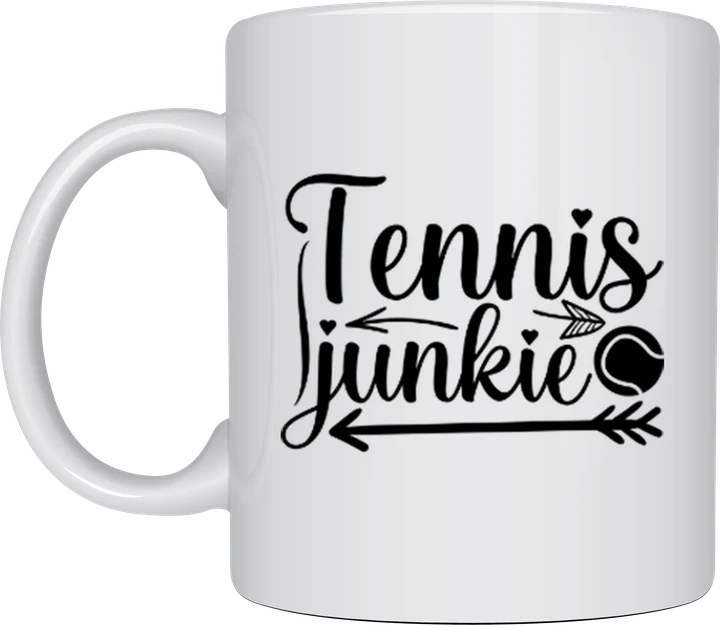 Tennis lover mug - Tennis Junkie script lettering